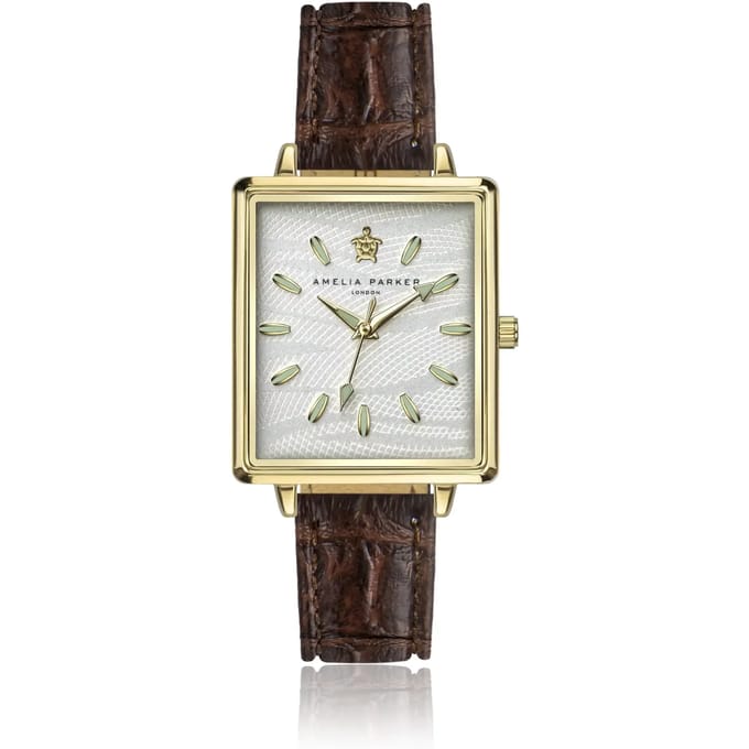 Leren krokodillenhorloge voor dames Amelia Parker Desert