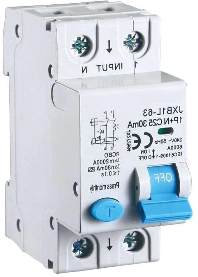 Stroomonderbreker - Aardlekschakelaar - Elektrische veiligheid - Klasse A detectie - 2 modules - Grijs