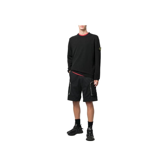 Sweatshirt à col rond et patch logo uni Stone Island Homme sweatshirt Noir 771561351-V0029 L black