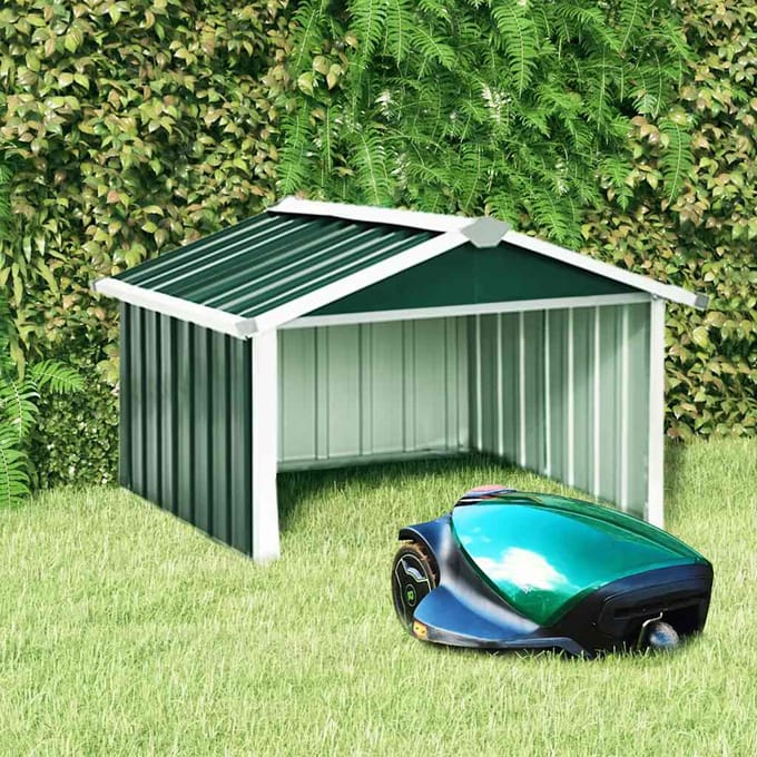 vidaXL - Overkapping - voor - robotmaaier - 92x97x63 - cm - staal - groen