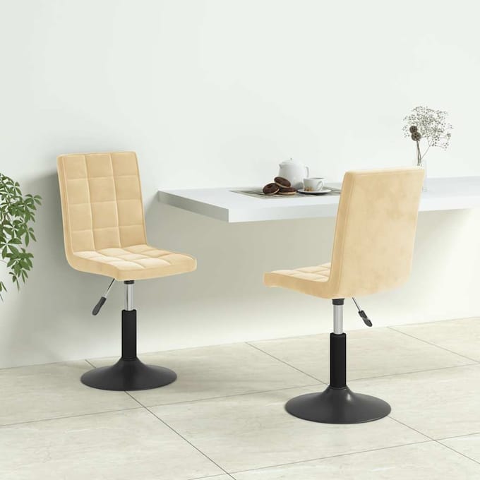 vidaXL - Eetkamerstoelen - draaibaar - 2 - st - fluweel - crèmekleurig