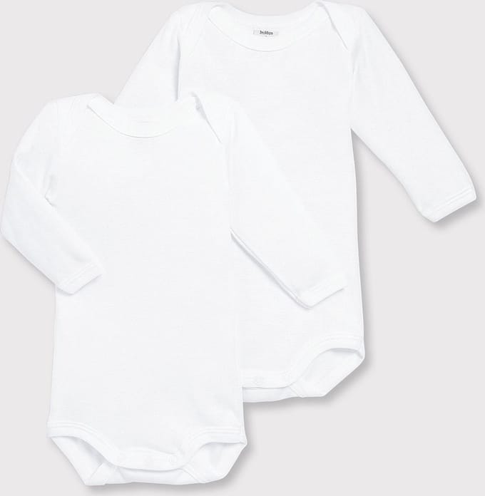 Petit Bateau Set van 2 baby rompers met lange mouwen