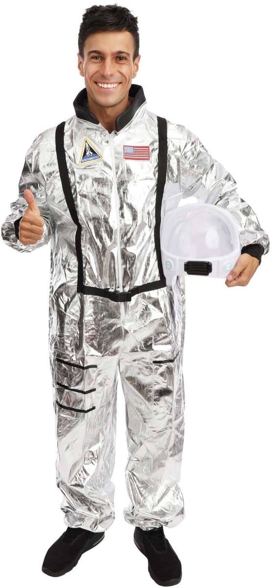 PTIT CLOWN - Zilveren astronautenkostuum voor mannen - S/M