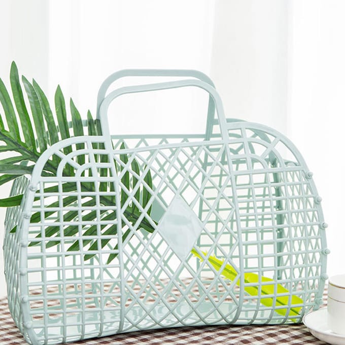 Opvouwbare Draagmand Uitgehold Design Ademend Plastic Wasmand voor Thuis white