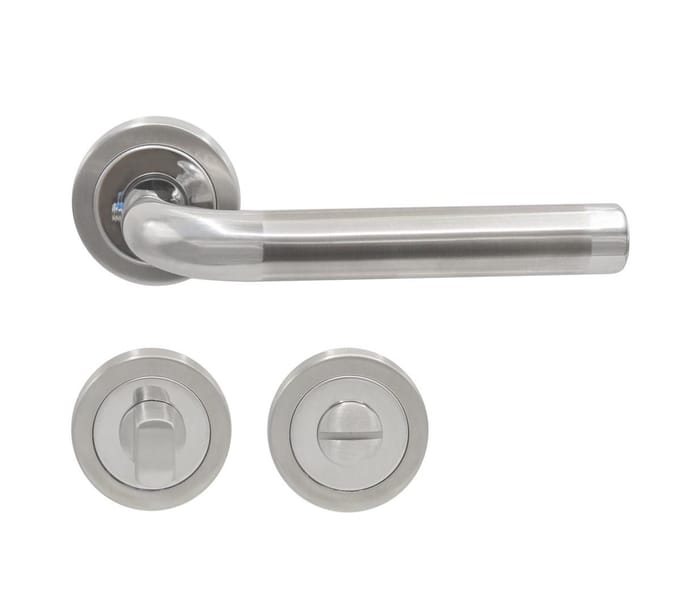 Slotman Solutions Deurklink WC – RVS – Rond Rozet – Toiletsluiting – Deurbeslag Set