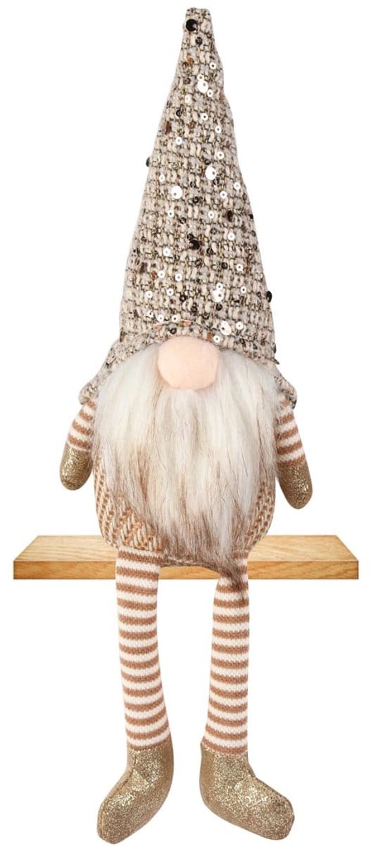Dekoratief | Pop gnoom m/hangbeentjes, beige, 10x8x35cm | A255523