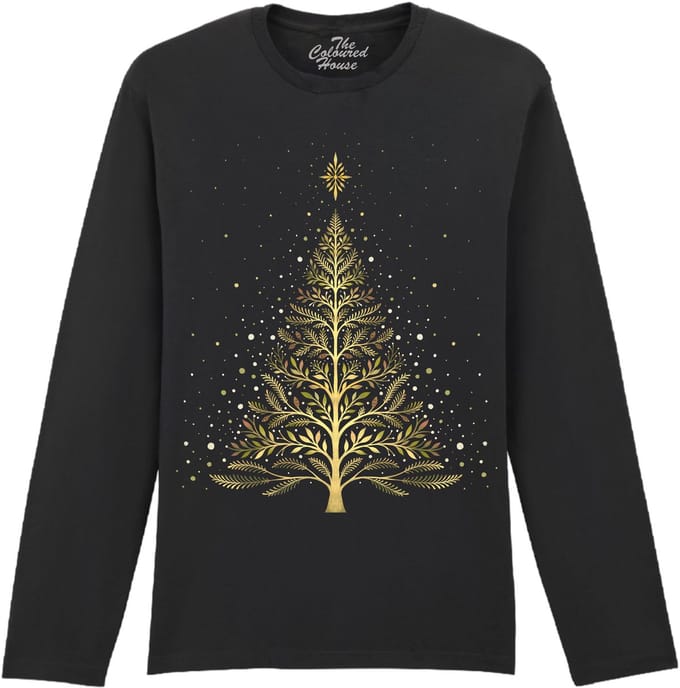 Kerstmis Christmas Night Glowing Tree The Coloured House Longsleeve T-shirt S