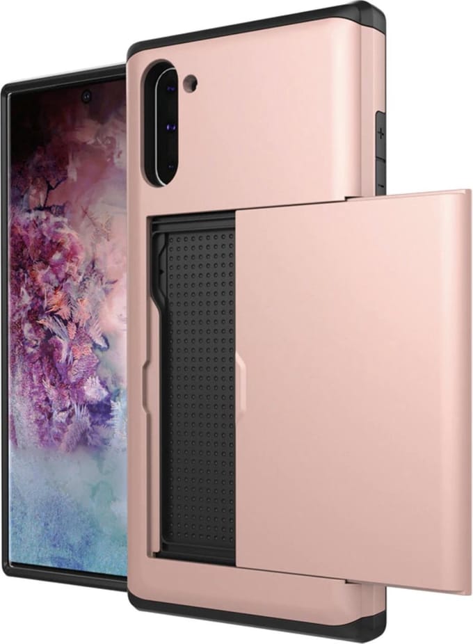 Geschikt voor Luxe Cardslot voor Samsung Galaxy Note 10 | Roze | TPU - Hard PC | Wallet | Pasjeshouder | Shockproof