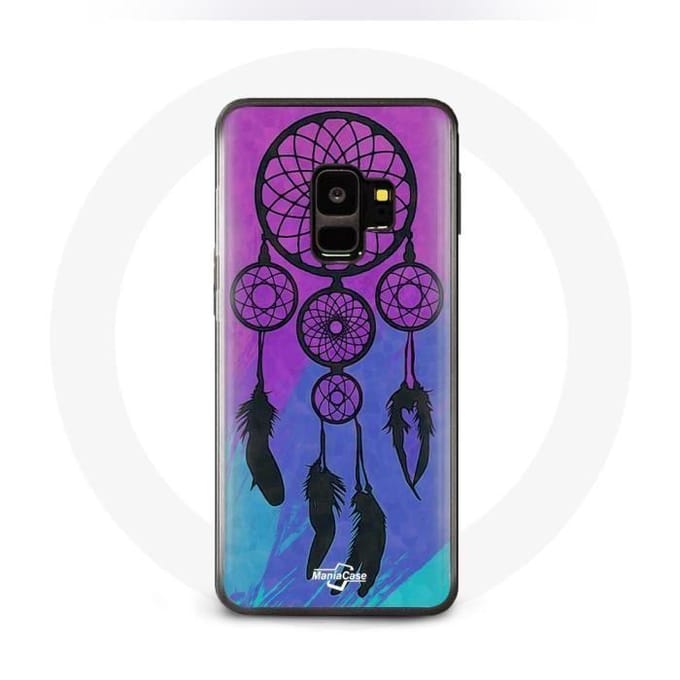 Coque pour samsung galaxy S9 plus Attrape Rêve Noir Fond Bleu et Violet