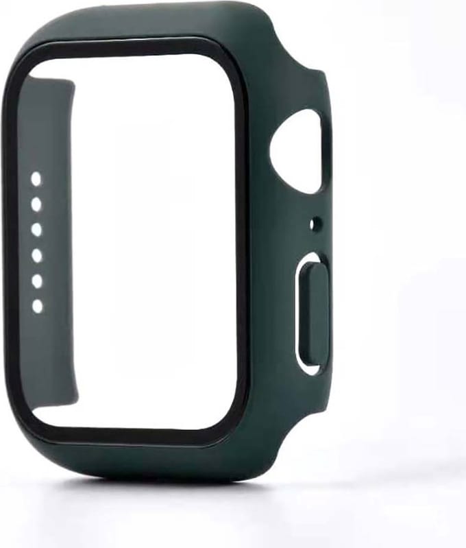 Smartphonica Hoesje met glazen screenprotector voor Apple Watch 41mm - Zwart geschikt voor Apple Watch