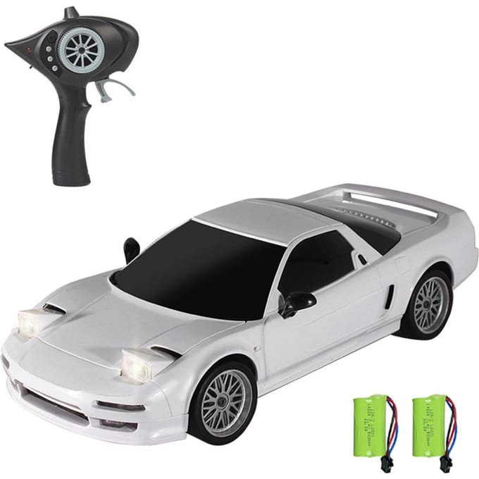 Afstandsbediening Driftauto Afstandsbediening Auto 1/18 ESP Volledige Schaal 2.4GHz Afstandsbediening Racewagen 2 battery wit