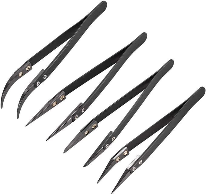 Precisie Keramische Pincet Set (4 stuks) - Hittebestendig & Niet-Geleidend