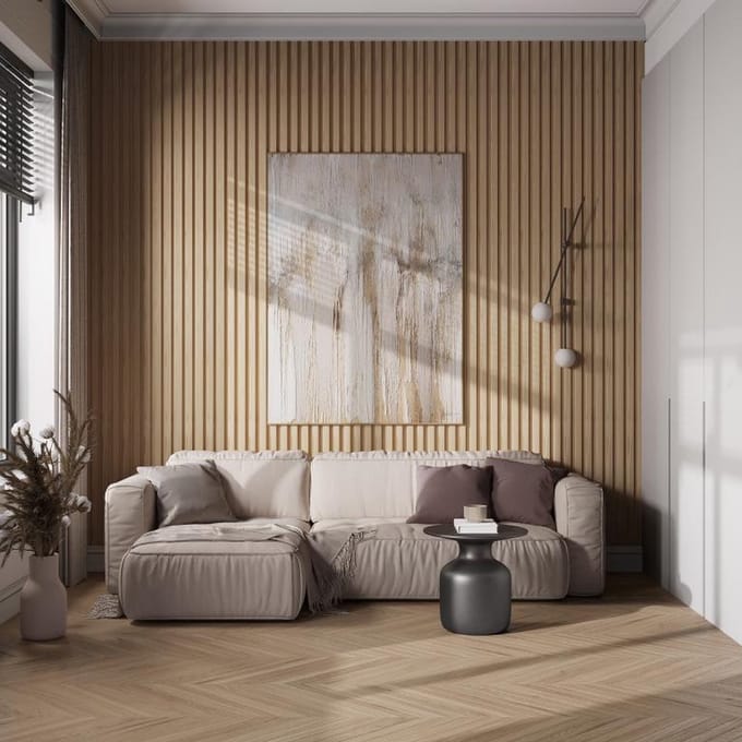 Vente-unique 3D-wandpaneel - 2,83 m² - Natuurlijke houtkleur - Set van 8 - FLINT