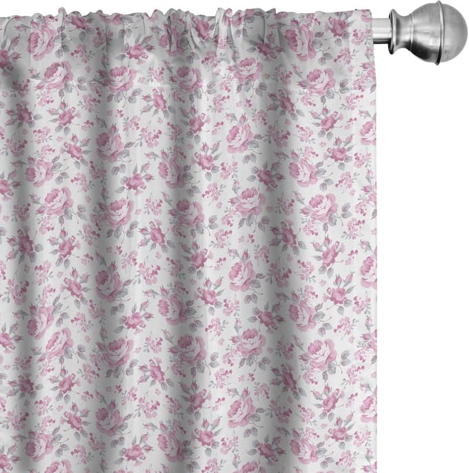 ABAKUHAUS Shabby Flora gordijnen – 2x75x175 cm – microvezel – halfdonker