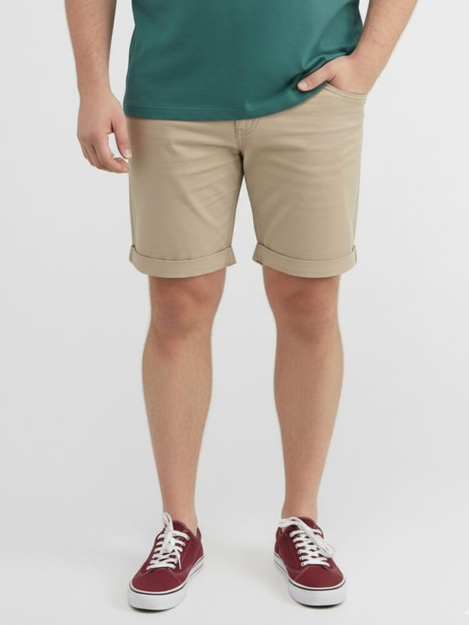 LERROS Korte chino van katoenmix in grote maten , Maat: 48 , Kleur: MEDIUM KITT , 74% katoen, 24% polyester, 2% elastaan