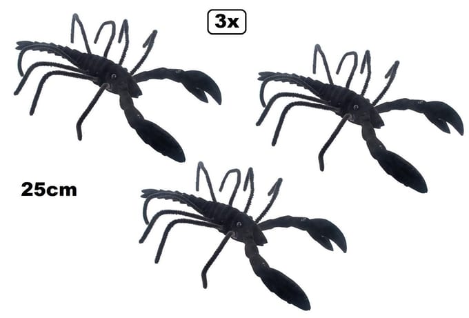 3x Zwarte schorpion 25cm - Halloween horror griezel scary dieren creepy