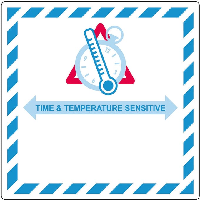 Time & temperature sensitive label 150 x 150 mm