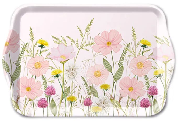 Ambiente Dienblad Melamine 13 x 21 cm, Pastel Bloemen Roze