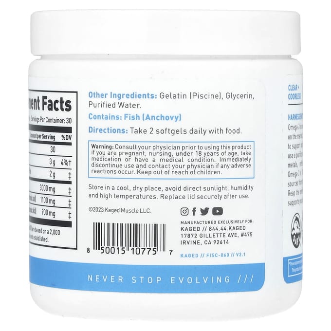 Kaged, Omega 3, 3x sterkte, 60 softgels