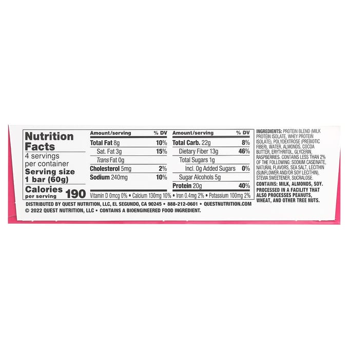 Eiwitreep, Witte Chocolade Framboos, 4 Repen, 60G (2.12Oz) Elk