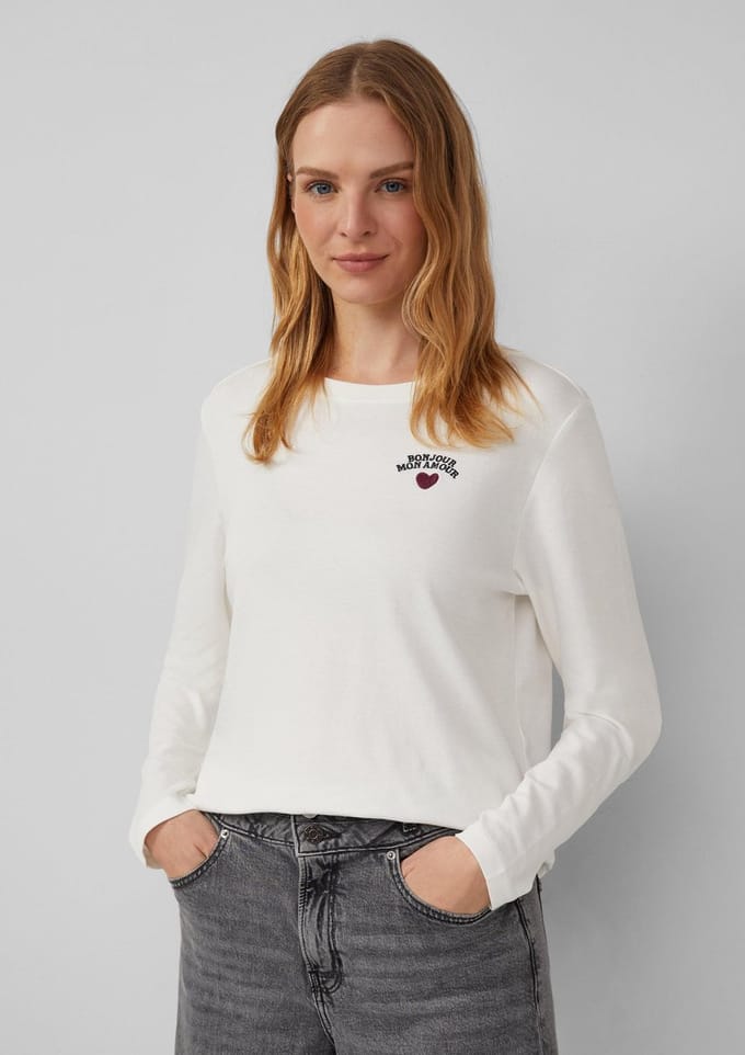 Dames T-shirt met lange mouwen en geborduurde details s.Oliver
