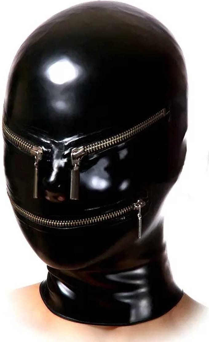 Latex seks masker - BDSM - 100 % Latex - 0,45MM Dik - Rits ogen en mond - S/M