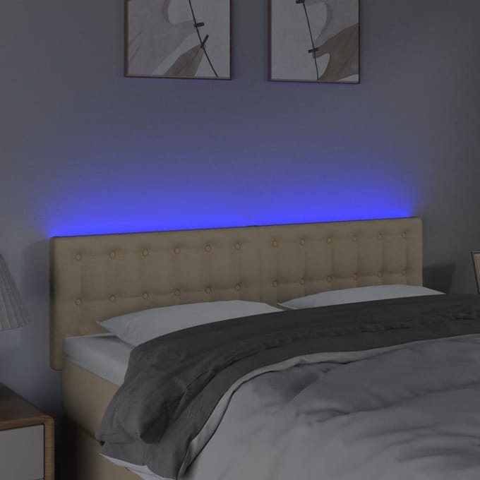 vidaXL - Hoofdbord - LED - 144x5x78/88 - cm - stof - crèmekleurig