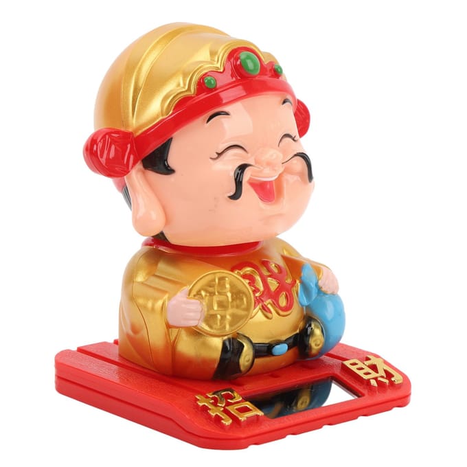 Cai Shen Beeld Lichtgevoelig Automatisch Knikkend Cai Shen Figuur voor Kantoor Auto Dashboard Hotel