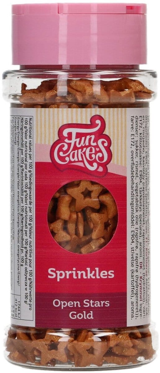 FunCakes Suikerdecoraties - Open Sterren - Goud - 50g - Eetbare Taartdecoratie