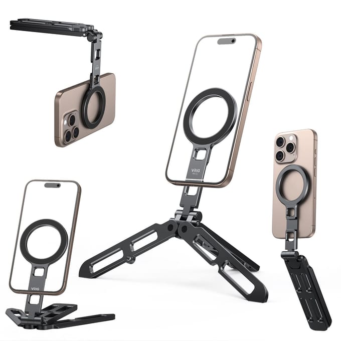 Support de téléphone magnétique multifonctionnel Support de trépied de téléphone pliable Support de smartphone flexible noir
