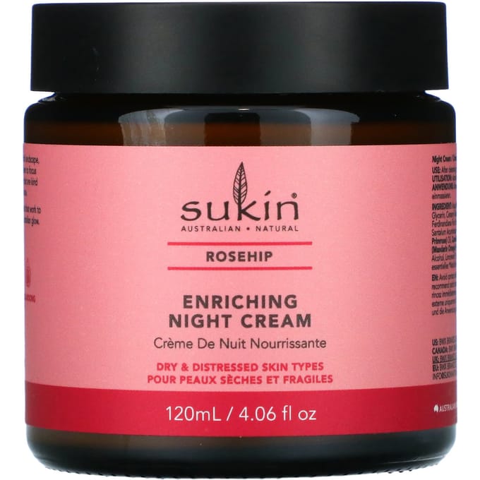 Sukin, Enriching Night Cream, Rosehip, 4.06 fl oz (120 ml) pink
