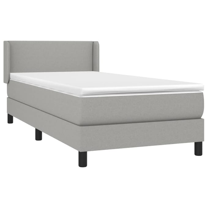 vidaXL - Boxspring - met - matras - stof - lichtgrijs - 90x190 - cm