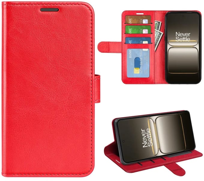 MobyDefend Hoesje - Geschikt voor OnePlus Nord 5 - Wallet Book Case (Sluiting Achterkant) - Rood