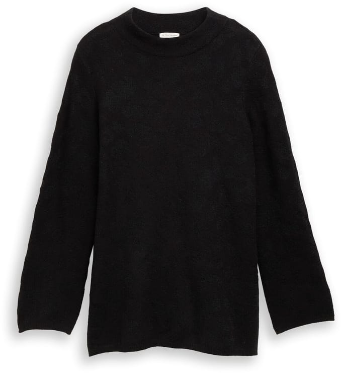Tom Tailor - Plus Size - Gebreide trui met glittereffect - Maat 44 - black lurex knit