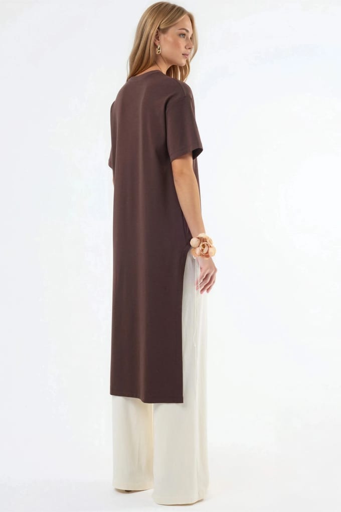 Overized Crew Neck Tuniek met Splits