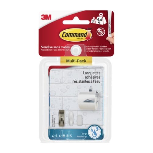 Command zelfklevende strips, badkamer, 8 small, 4 medium, 4 Large strips/pak