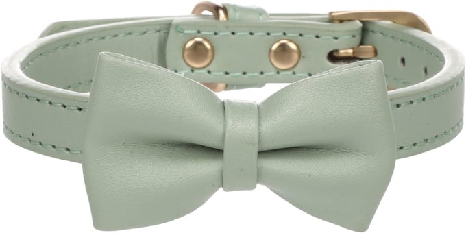 Flamingo - Hond Halsband met strik Nela Muntgroen S 29-35cm 15mm