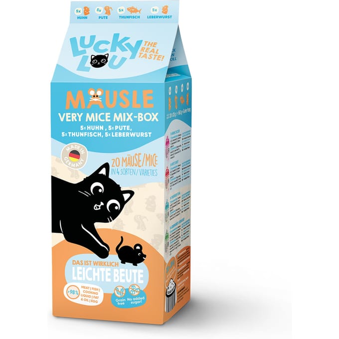 20x28g Lucky Lou Mäusle Mix Pakket Selectie (4 soorten) kattensnacks