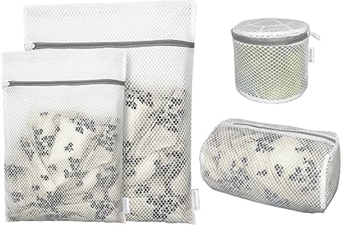 Honingraatgaas waszakken voor delicate kleding - 4 stuks met rits