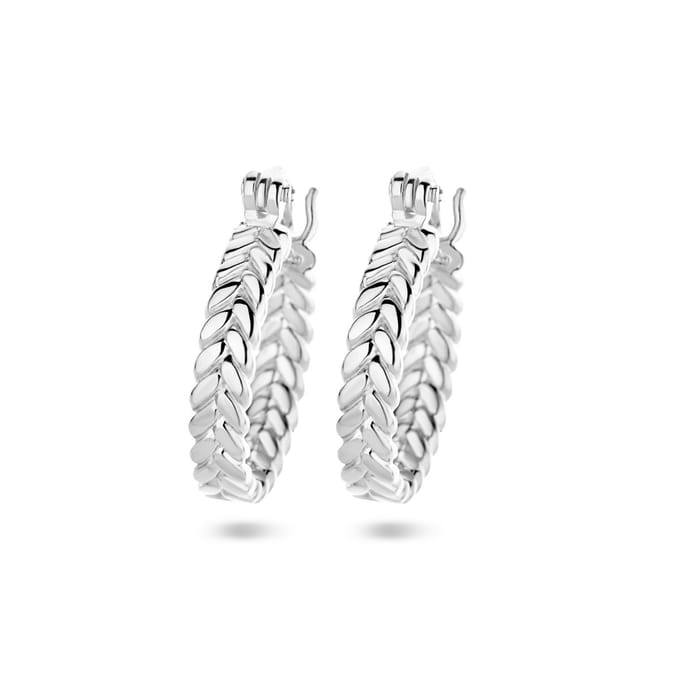 Zilver Gerhodineerd Oorringen Veermotief 1336019