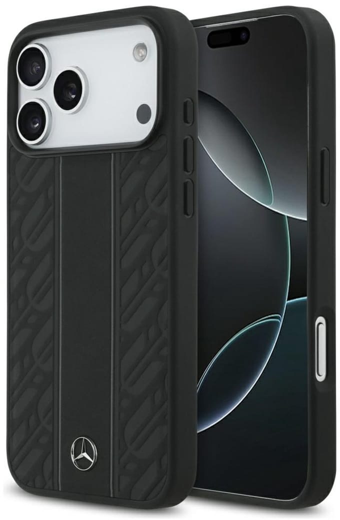 Mercedes-Benz Back Cover - iPhone 17 Pro Max - Zwart - Genuine Leather - Magsafe