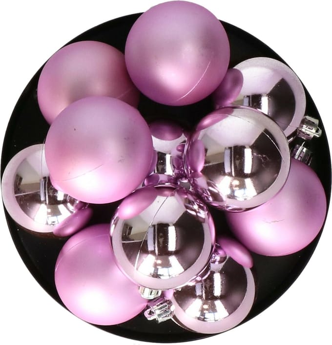 Decoris kerstballen - 12x stuks - 6 cm - lila paars -kunststof -kerstversiering