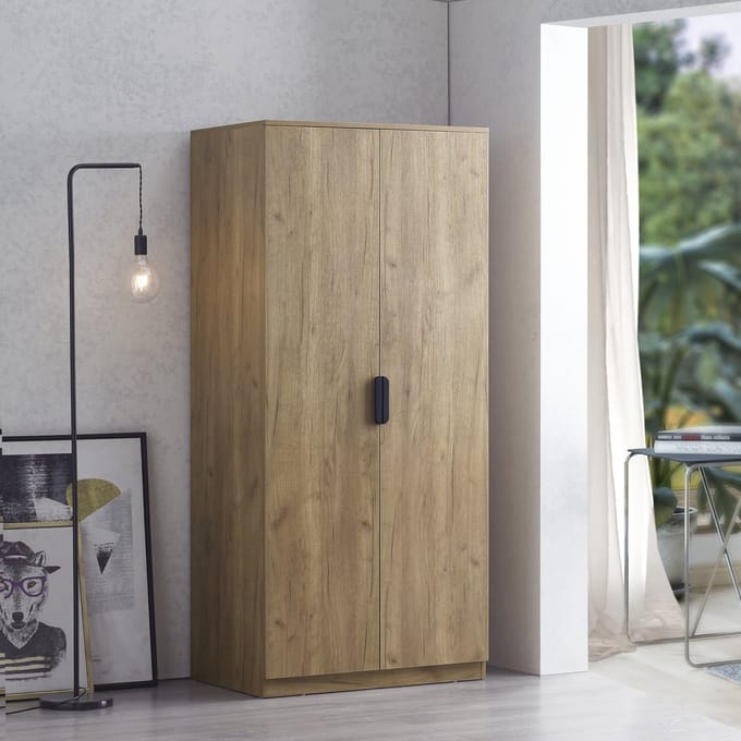 Kledingkast Eiselfing 176x80x52 cm eikenkleurig [en.casa]