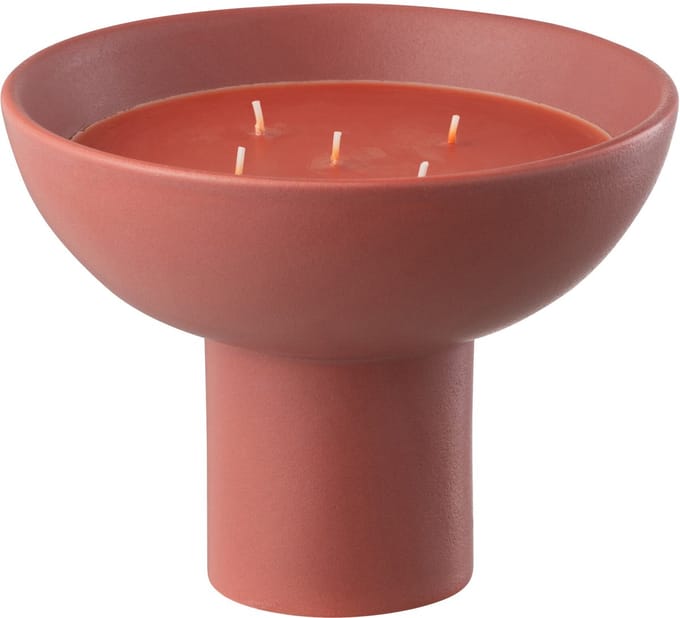 J-Line geurkaars Kop - Olive & Frank Incense - keramiek - rood - 12U