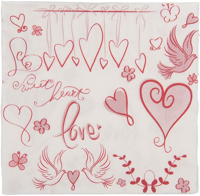 Clayre & Eef Servetten Papier Set van 20 33x33 cm Wit Papier