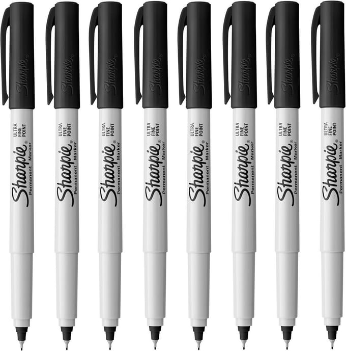 Ultra Fine Point Permanente Marker Pennen - Zwarte Inkt - Pack van 8