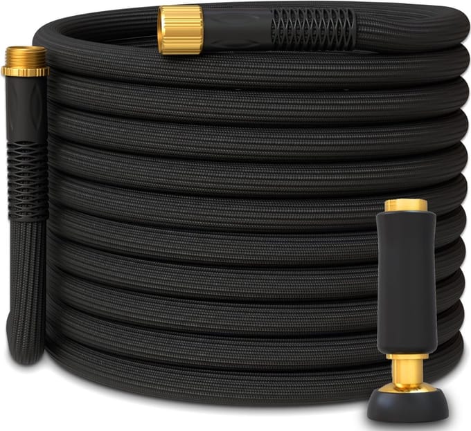 Tuinslang - Waterslang - Efficiënt Water Geven - Knikvrij en Lichtgewicht - 25FT x 1/2" - Zwart