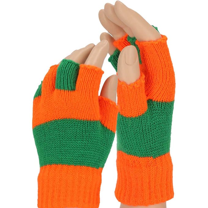 Kinder handschoenen vingerloos - One size / Oranje/groen