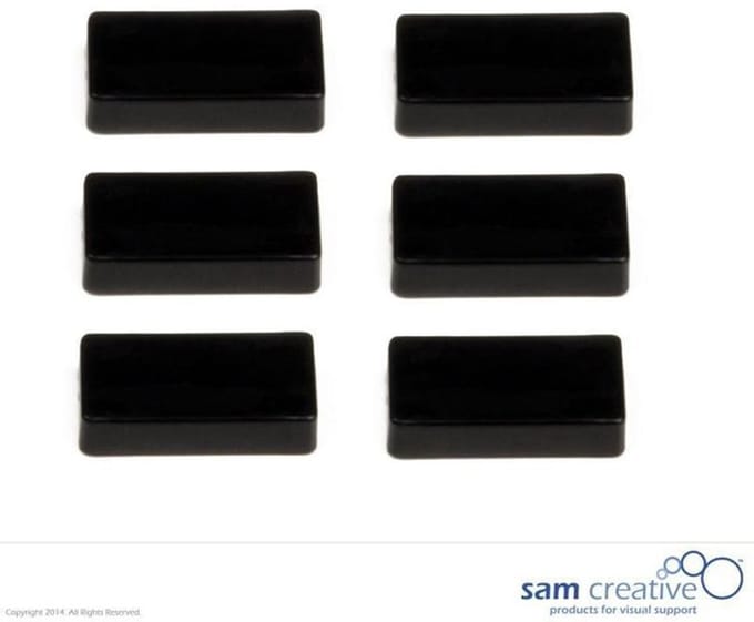 Sam Creative Whiteboard Magneten - Rechthoekig - 12x24 mm - Zwart - 6 stuks