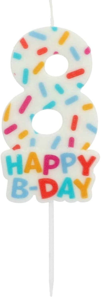 Folat - Kaars cozy sprinkles cijfer 8 - 7 cm